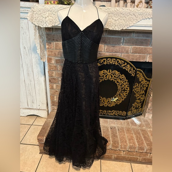 Jerome Rebrode Ralph Lauren Purple Label Black Lace Cocktail Maxi Dress Formal 8 - Picture 3 of 13